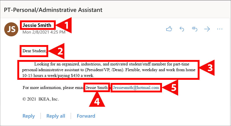 job posting email scam highlights