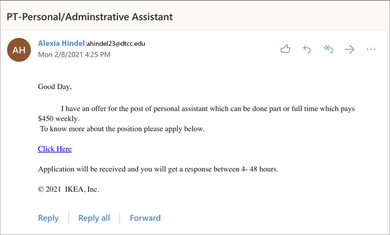 Job posting email scam