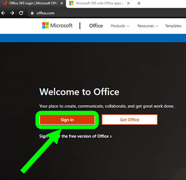 Sign in to Microsoft page