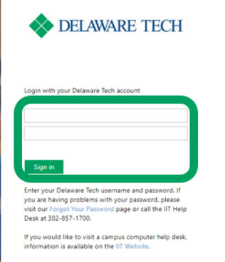 Delaware Tech sign in.