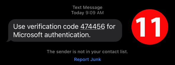 Verification code text message