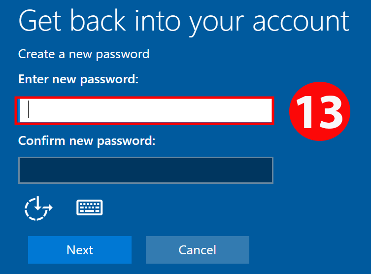 Enter your new password then select Next